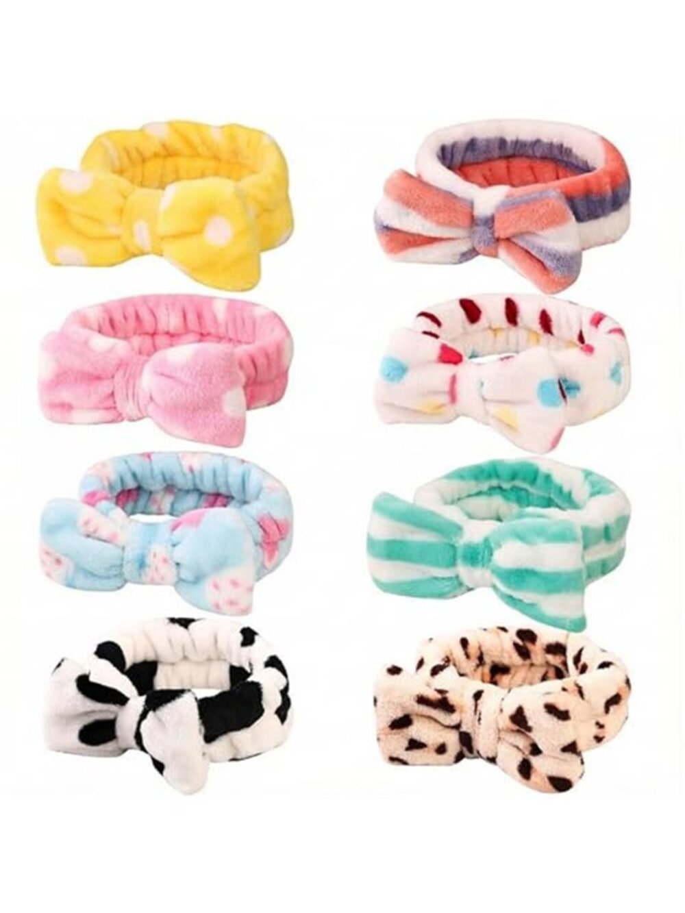 Bow Headband Coral Velvet Spa Makeup Skincare Shower Soft Stretch Band